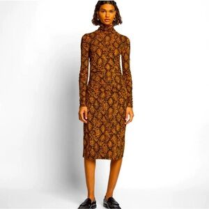 NWT PROENZA SCHOULER WHITE LABEL 
Snake-Print Ro-Neck Midi Dress
